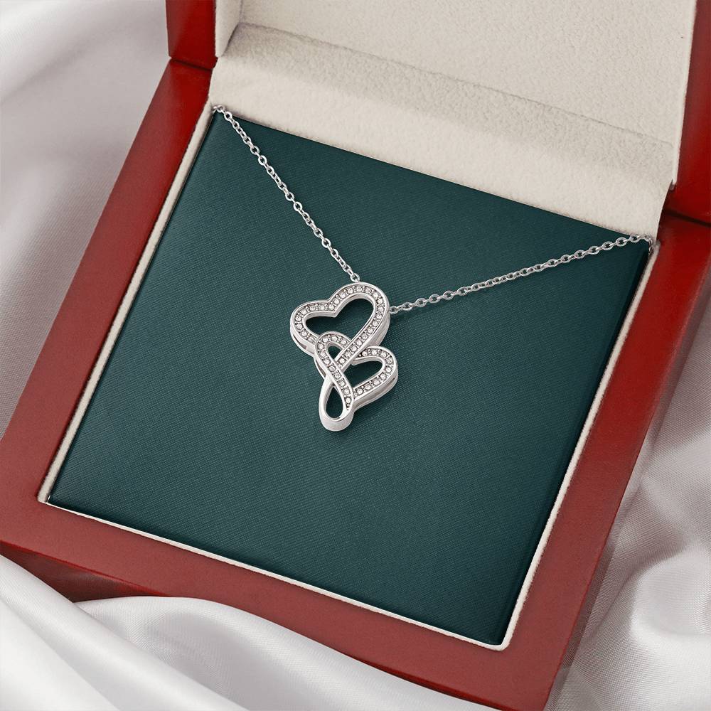 Mock Mahogany Double Hearts Necklace