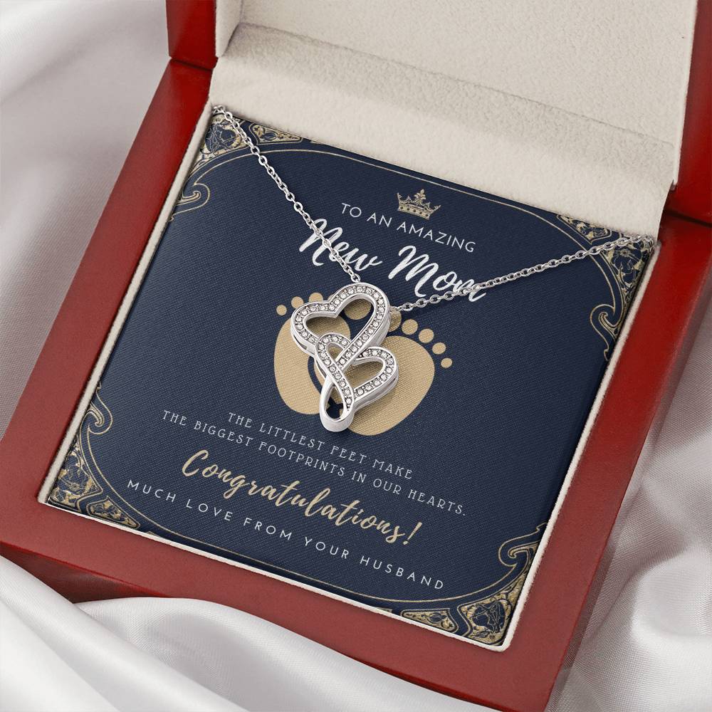 Gift For Pregnant Wife Mom To Be Gift New Mommy Necklace To Mommy To Be New Mom Jewelry B Double Hearts Necklace