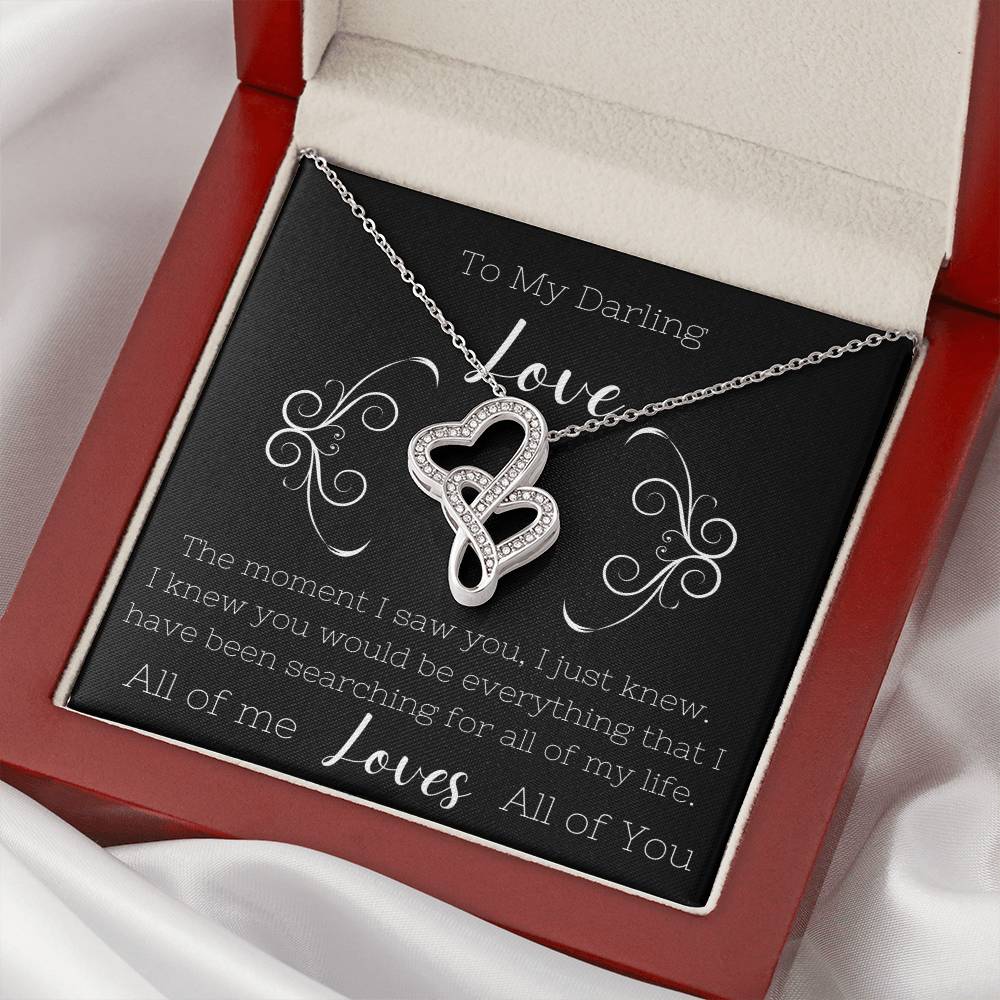 To My Darling Love -Anniversary Gift For Wife Wedding Gift For Fiancee Birthday Gift Necklace For Wife Gift For Partne Double Hearts Necklace