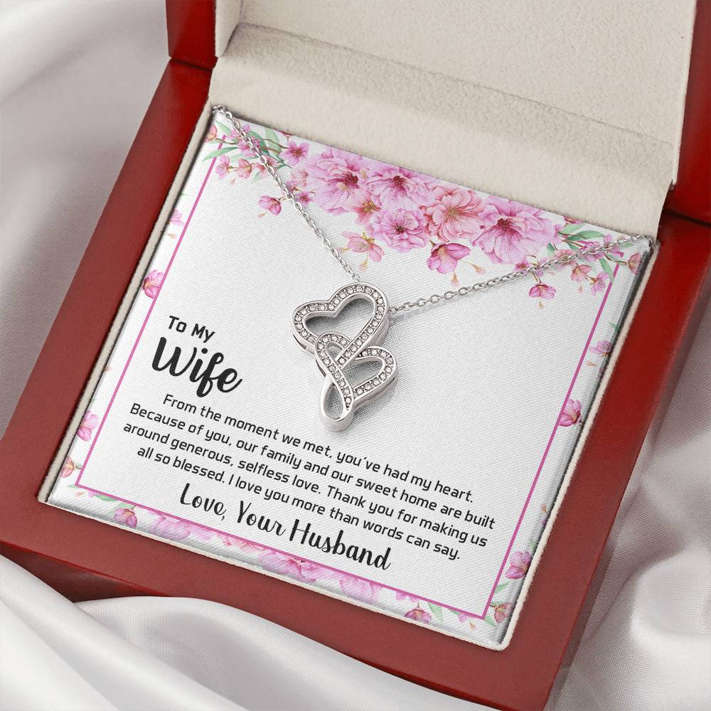 To My Wife - 2 Double Hearts Necklace