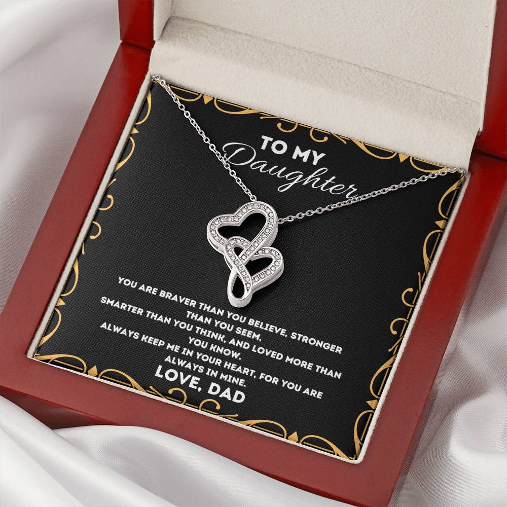 Double Heart Necklace Gift - To Daughter From Dad Necklace - Dad And Daughter Never Forget I Love You Gift From Dad - Double Hearts Necklace