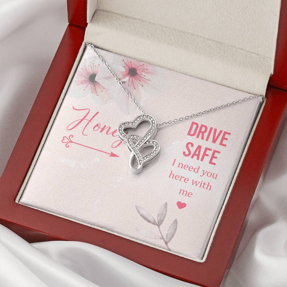 Hony Drive Safe I Need You Here With Me - Double Hearts Necklace