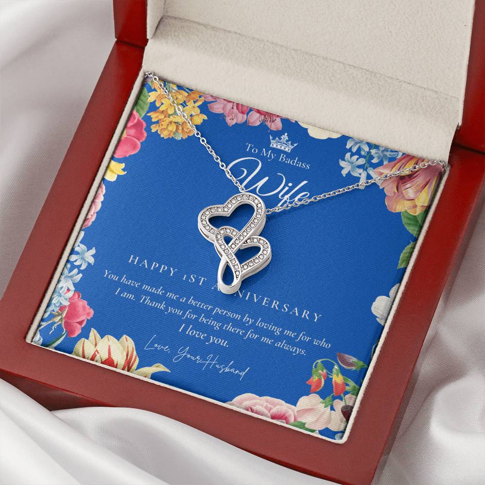 1 Year Anniversary Gift For Wife 1 Year Anniversary Gifts 1 Year Wedding Anniversary Gift Ideas 1St Wedding Anniver Double Hearts Necklace