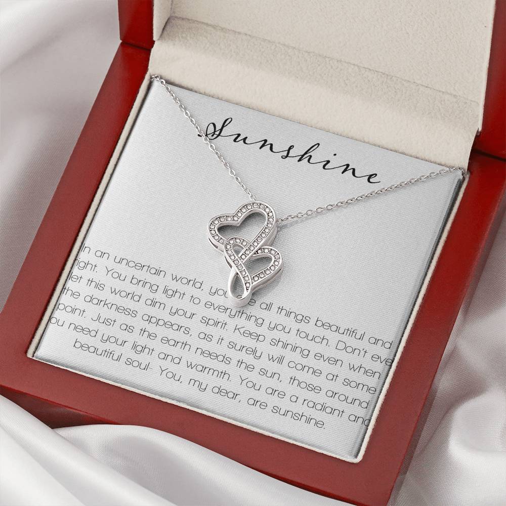Sunshine In An Uncertain World Double Hearts Necklace
