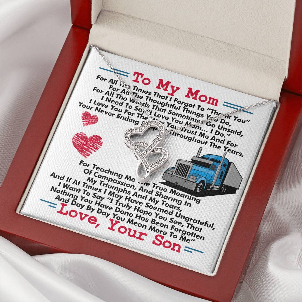 Trucker's Mom - Double Hearts Necklace