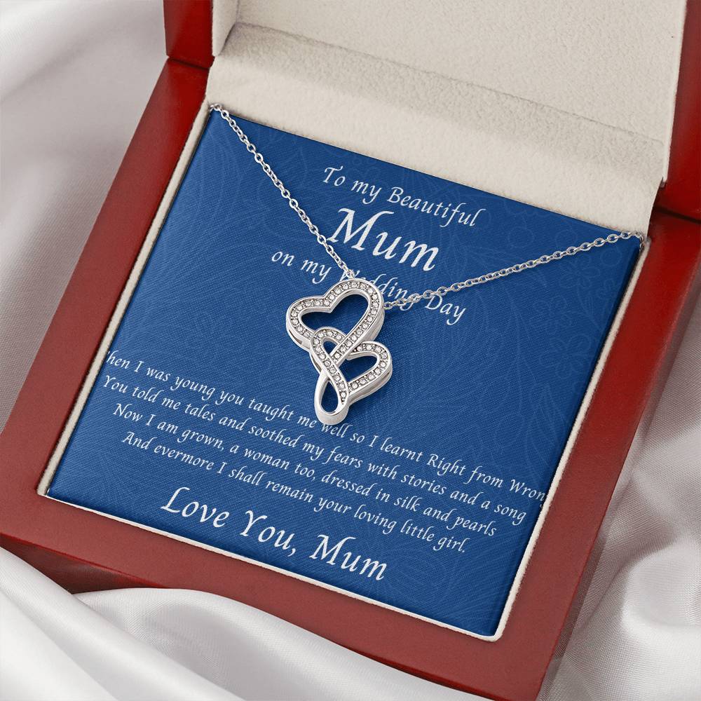 Gify For Mum Mother Of Bride Gift Mum Jewellery Mum Necklace Wedding Day Gift Double Hearts Necklace