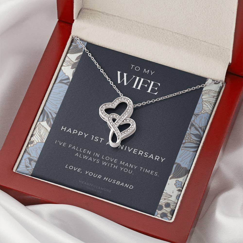 1 Year Anniversary Gift For Wife 1 Year Anniversary Gifts 1 Year Wedding Anniversary Gift Ideas 1St Wedding Anniver 1 Double Hearts Necklace
