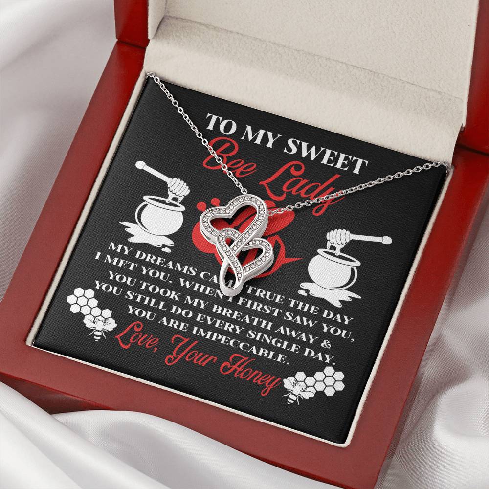 Gift For Her Bee Lady From Honey My Dreams Came True The Day I Met You Double Hearts Necklace
