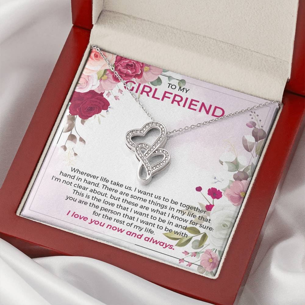 To My Girlfriend Double Hearts Necklace