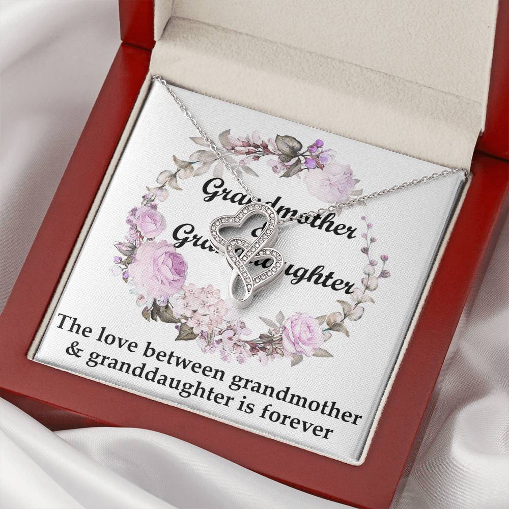 The Love Between Grandmother And Granddaughter Is Forever - Best Gift For Granddaughter Double Hearts Necklace