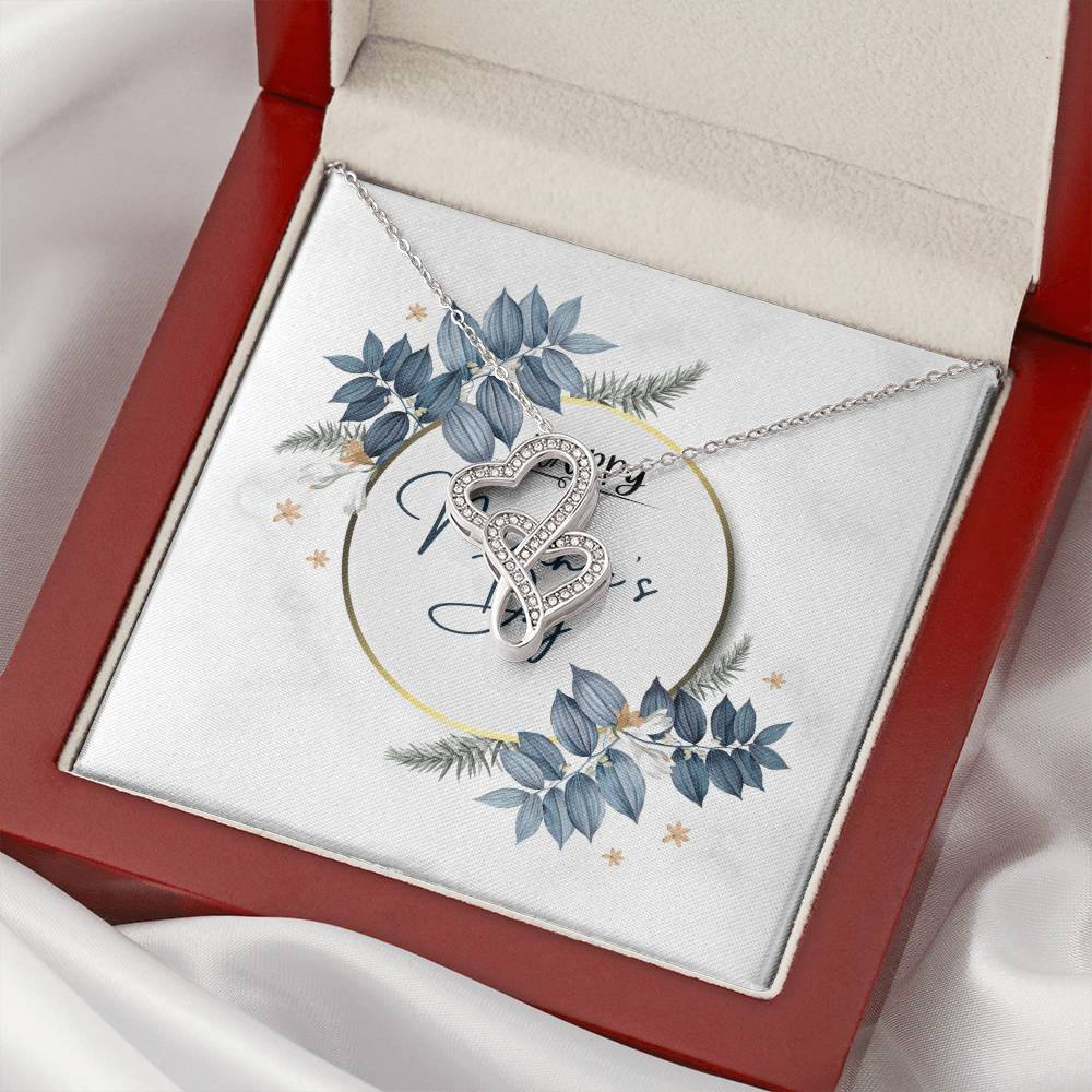Mother's Day Message Card With Necklace Gift Double Hearts Necklace