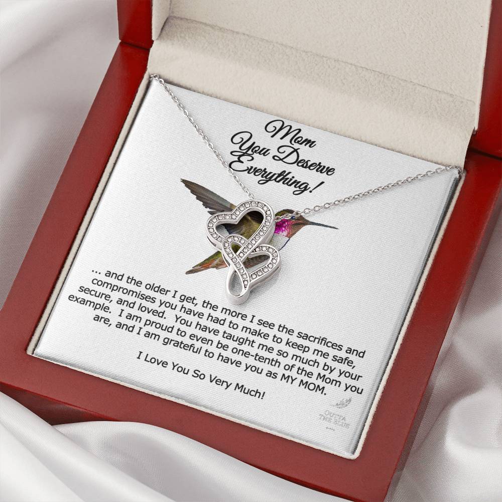 Hummingbird Lovers Mom Birthday You Deserve Everything Double Hearts Necklace