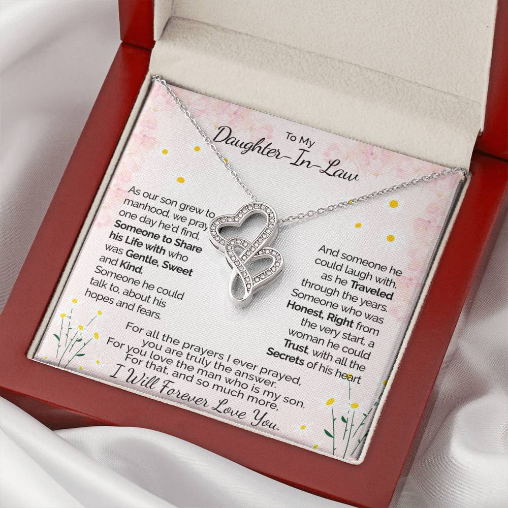 A Gift For Daughter In Law - You Are Truly The Answer 1 Double Hearts Necklace