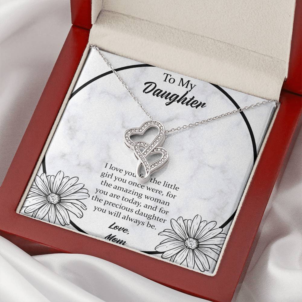To My Daughter I Love You For The - Love Mom Double Hearts Necklace