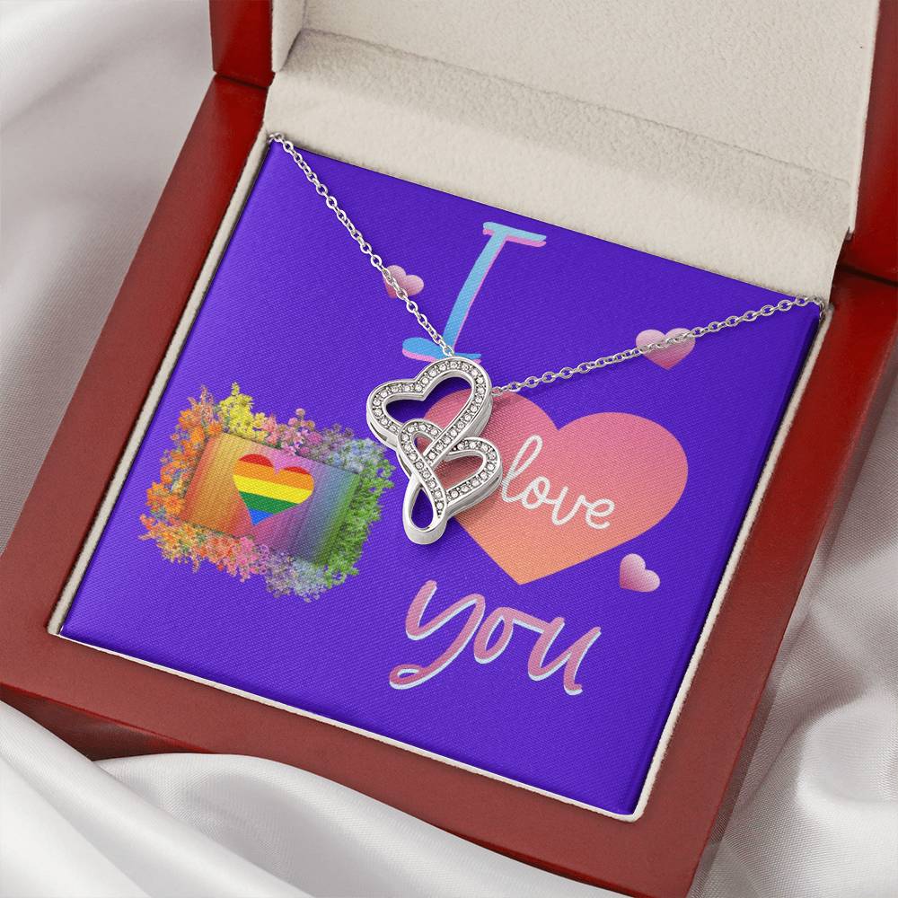 I Love You Lesbian Love Gift Double Hearts Necklace