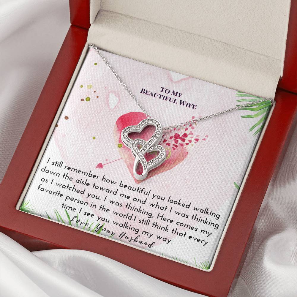 Happy Anniversary To Wife Sweet Necklace Double Hearts Necklace