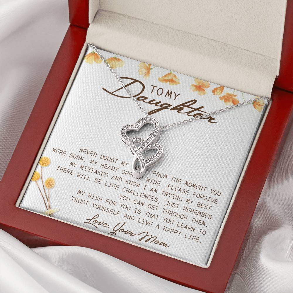 To My Daughter Necklace - Mom To Daughter Double Heart Necklace Gift - Mom And Daughter Always Remember Gift From Mom 8 Double Hearts Necklace