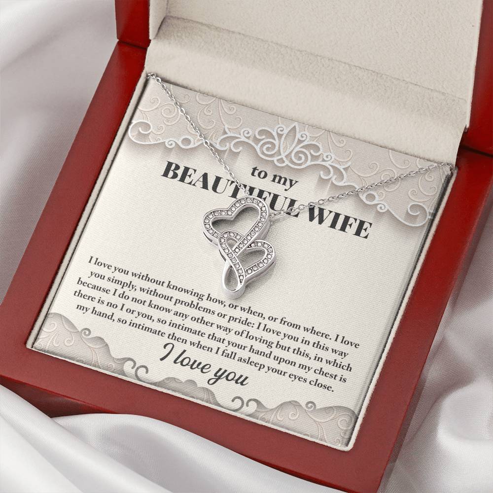 To My Beautiful Wife Necklace - Forever Love Necklace For Wife - I Love You - Wife Christmas Gift Wife Christmas Gift Double Hearts Necklace