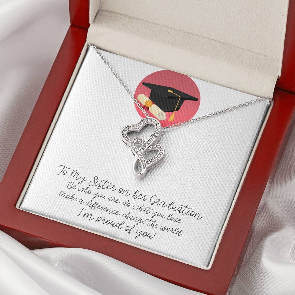 Graduation - To My Sister On Her Graduation - Double Hearts Necklace
