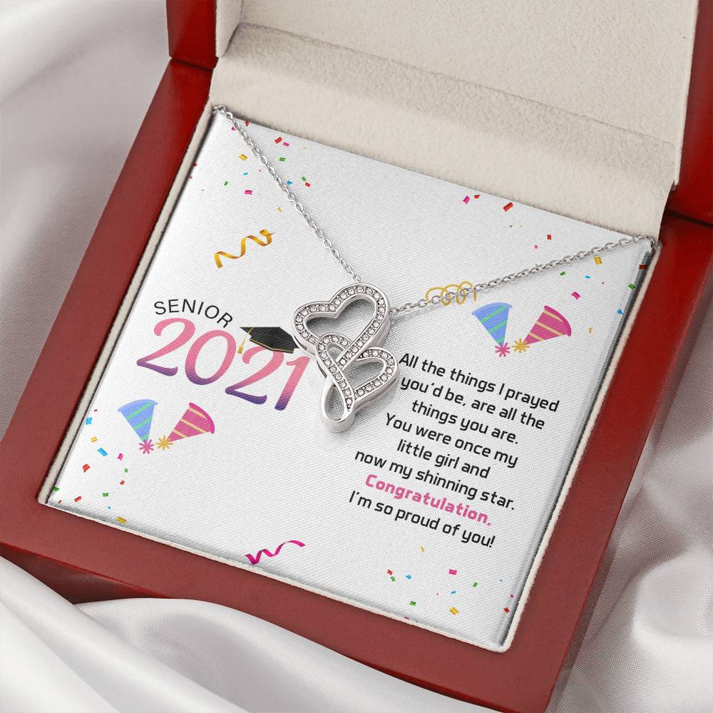 Senior Graduation Double Hearts Necklace