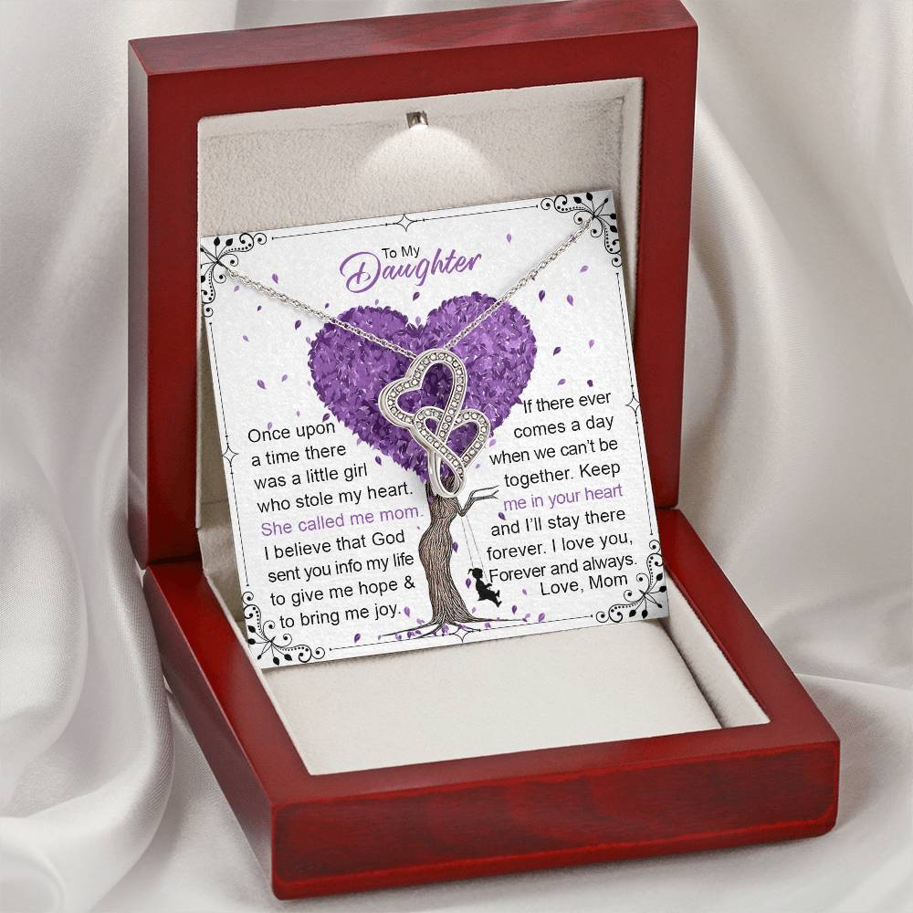 To My Daughter 2 Double Hearts Necklace