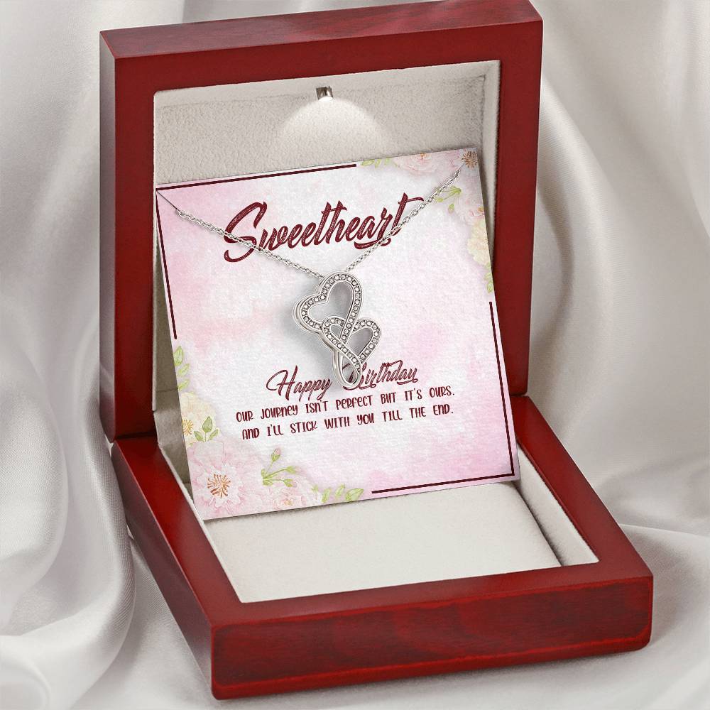 Happy Birthday Sweetheart- Double Hearts Necklace