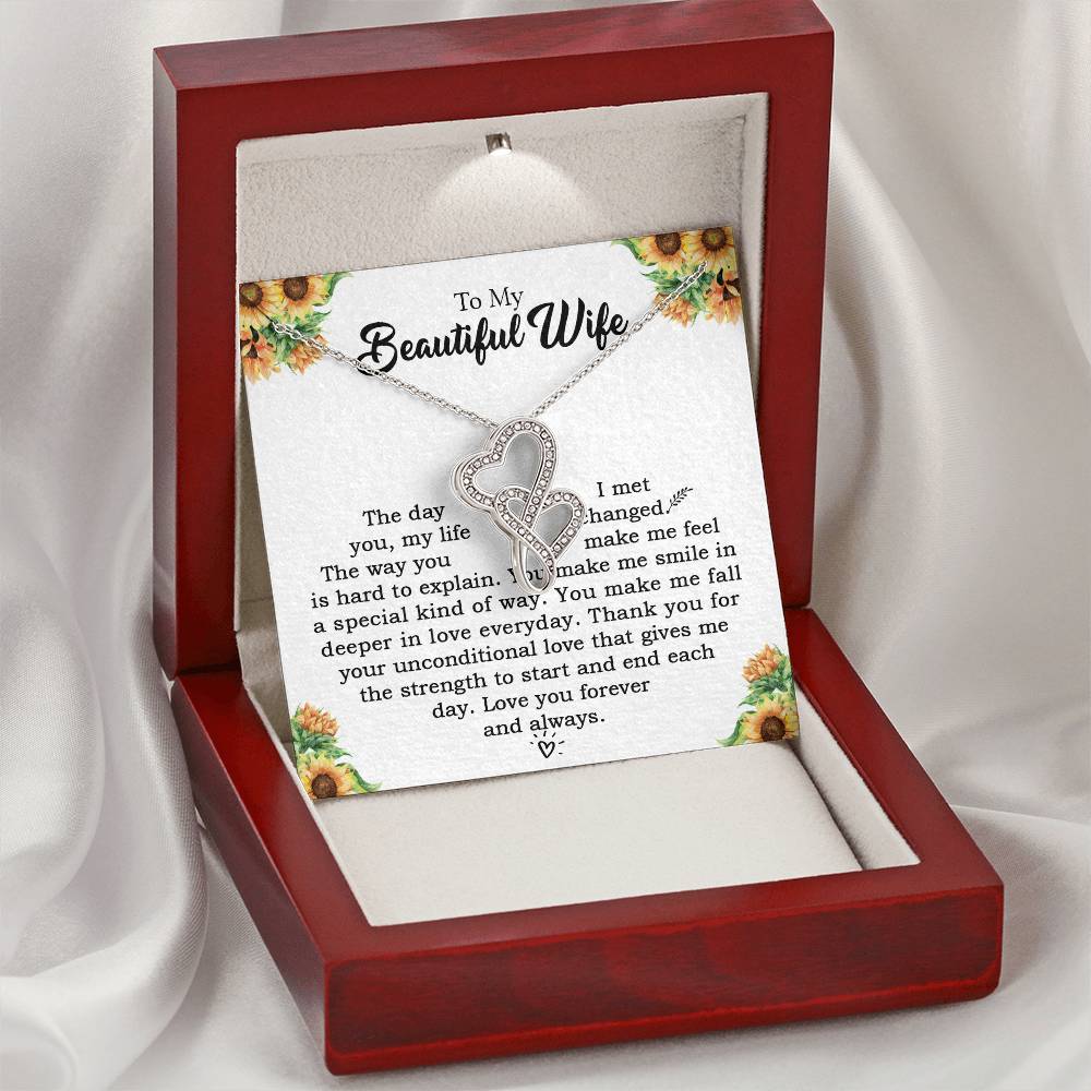 To My Beautiful Wife Necklace Anniversary Gift For Wife Birthday Gift For Wife Gift For Wife Necklace For Wife Gift F 1 Double Hearts Necklace
