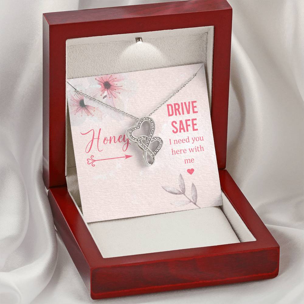 Hony Drive Safe I Need You Here With Me - Double Hearts Necklace