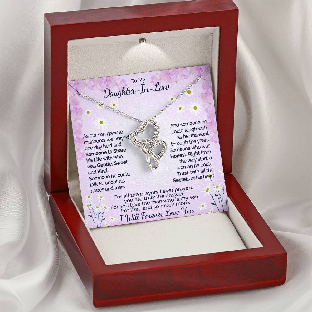 A Gift For Daughter In Law - You Are Truly The Answer 3 Double Hearts Necklace