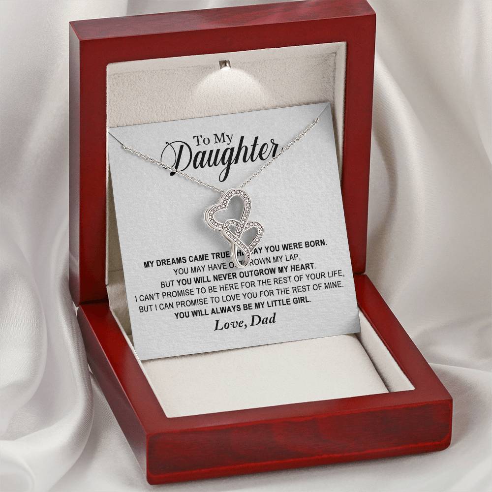 To My Daughter - You Will Always Be My Little Girl Necklace - Father Daughter Necklace Father To Daughter Birthday Gif 1 Double Hearts Necklace