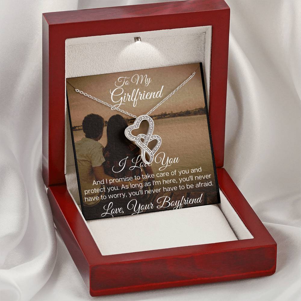 To My Gorgeous Girlfriend - The Beautiful Double Hearts Necklace