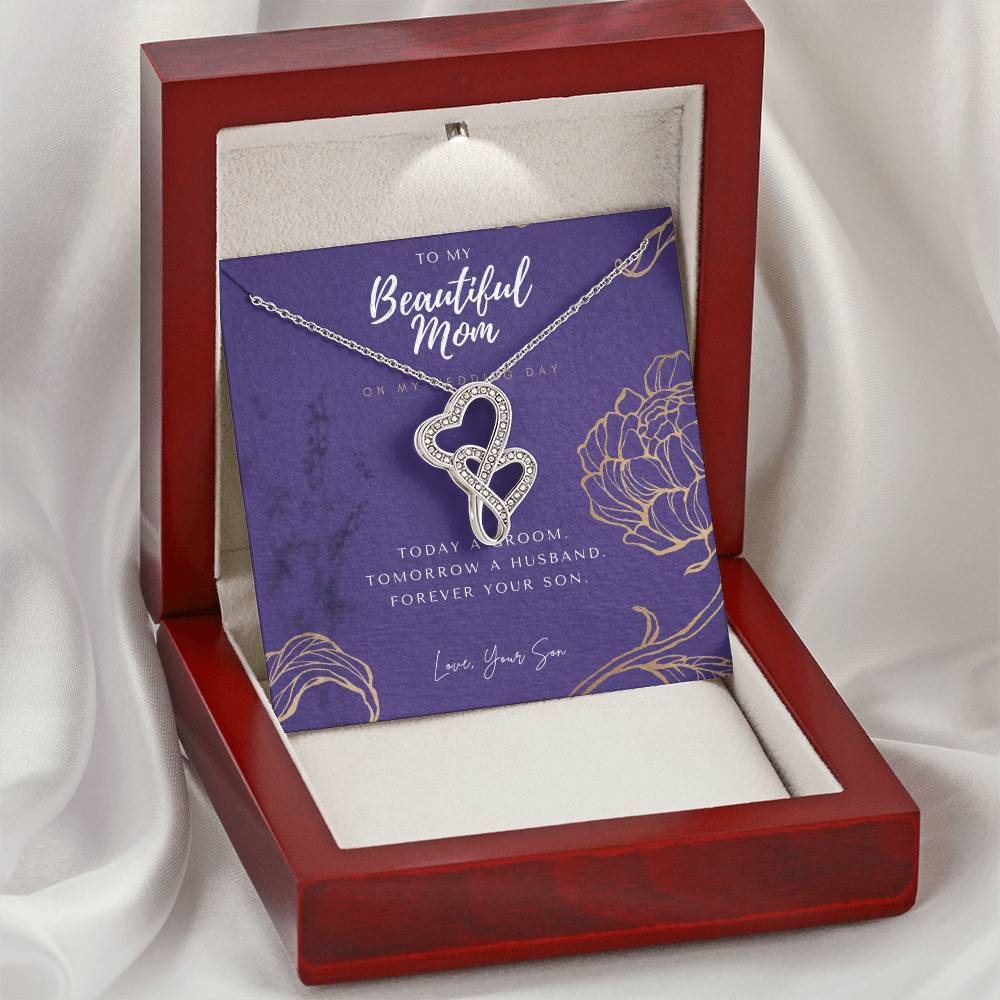 Mother Of The Groom Gift From Son Mom Wedding Gift From Son Wedding Gift From Groom To Mom Necklace Gift For Mom We 2 Double Hearts Necklace