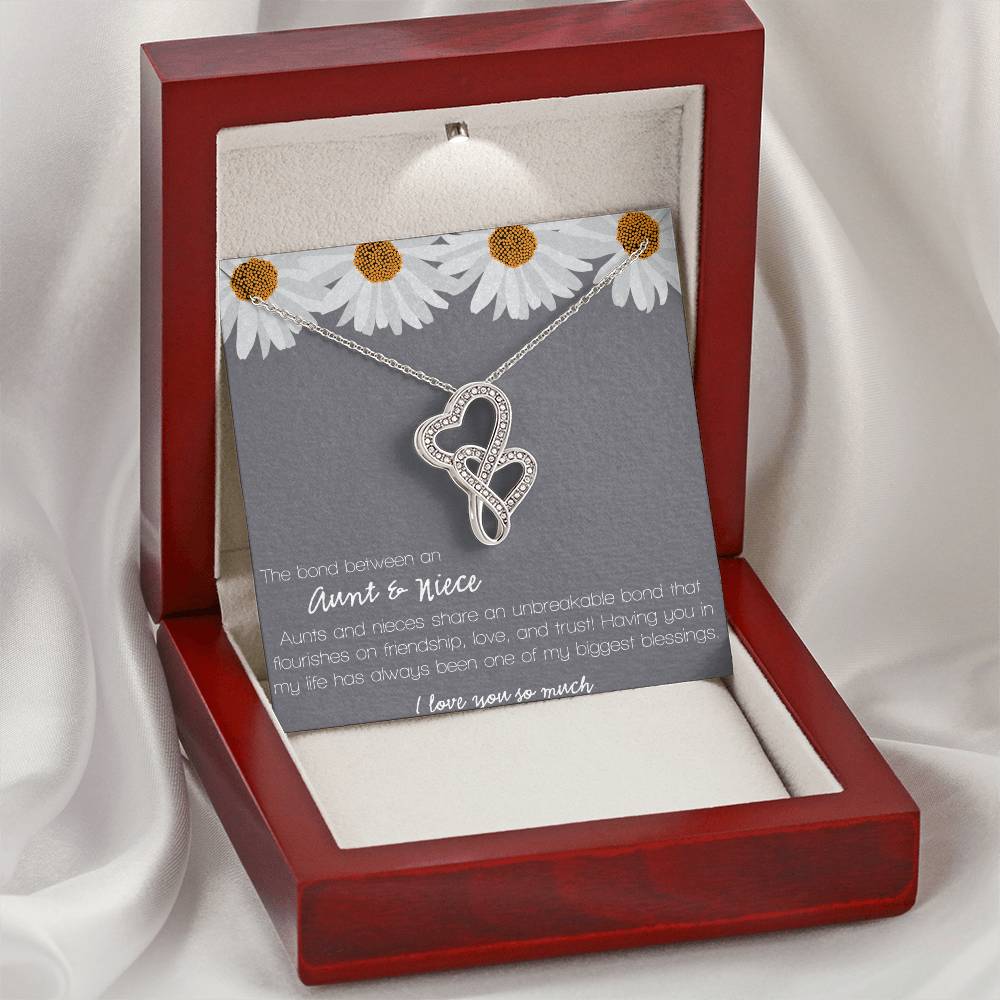 The Bond Between Aunt & Niece Double Hearts Necklace