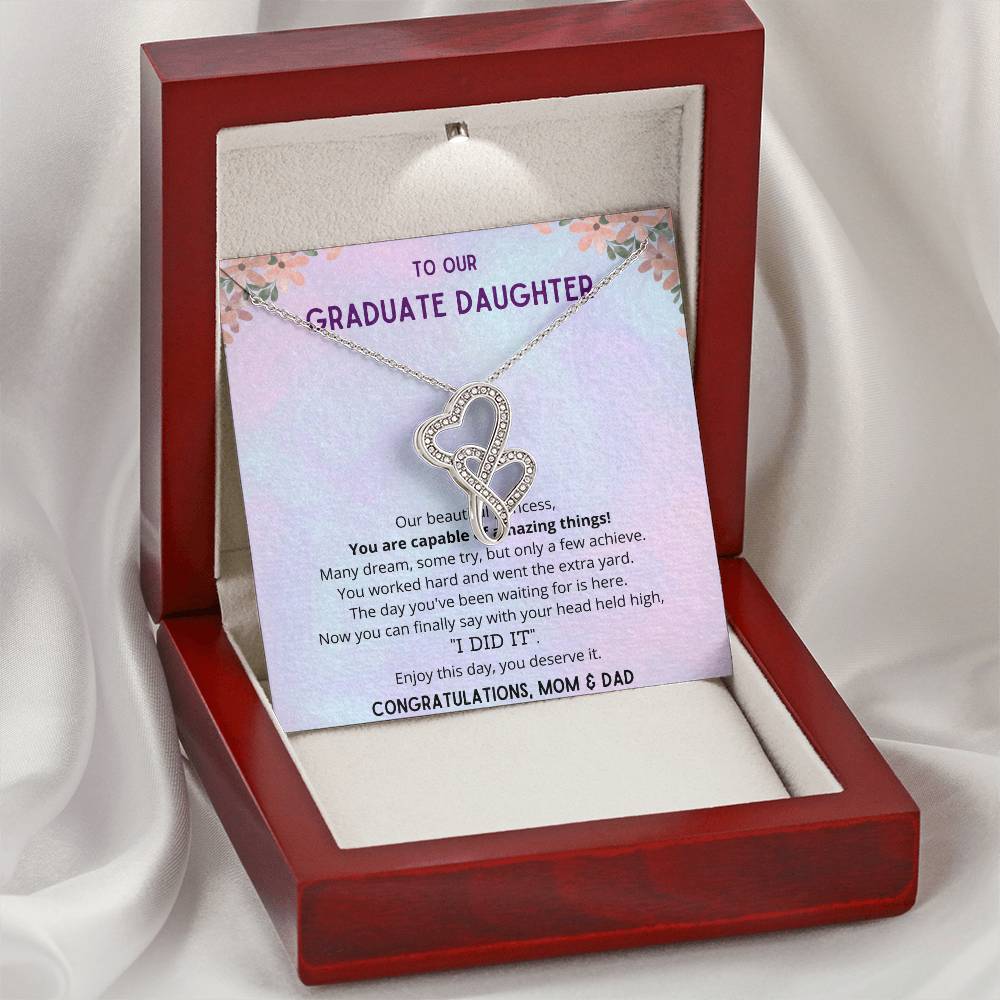 A Beautiful Girl On Her Graduation Day Necklace 1 Double Hearts Necklace