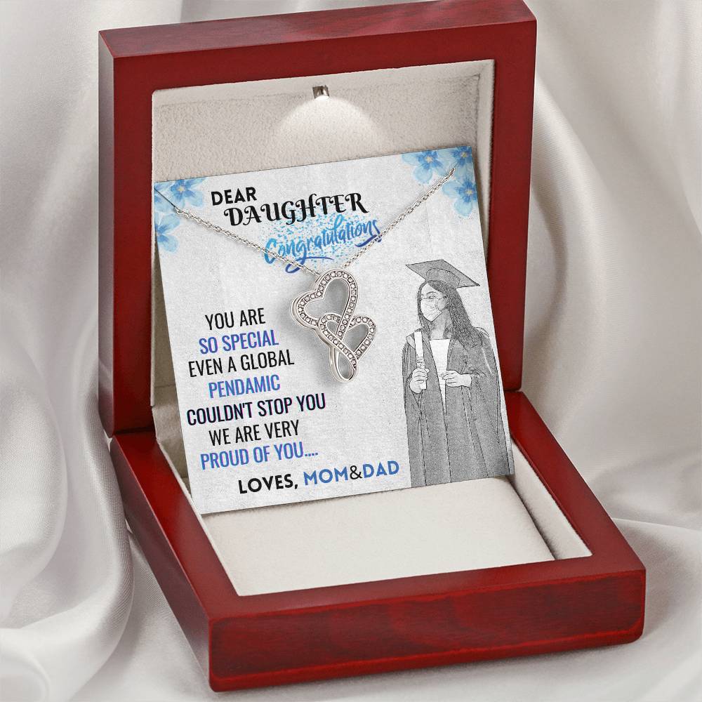 Graduation Necklace To My Daughter 2021 Congratulation Gift Graduation Gift For Daughter Double Hearts Necklace