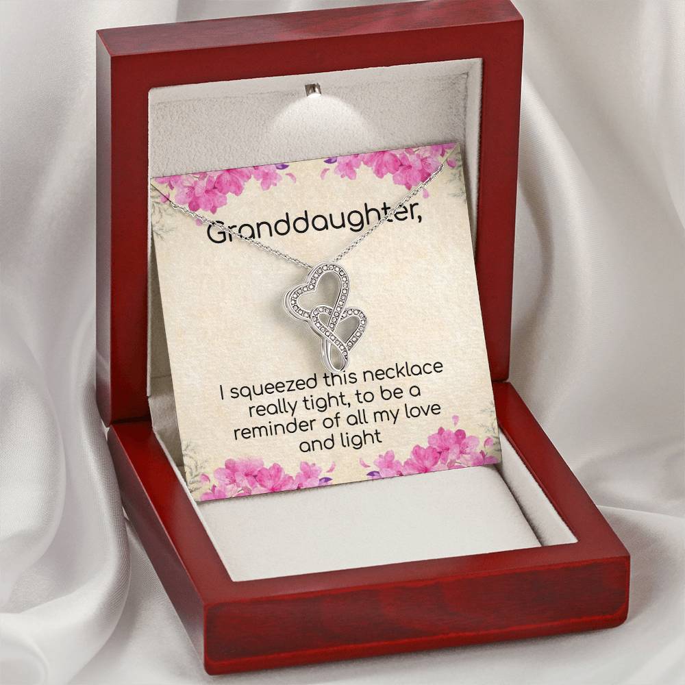 Granddaughter Love And Light Sparkling Stunning Gift Double Hearts Necklace