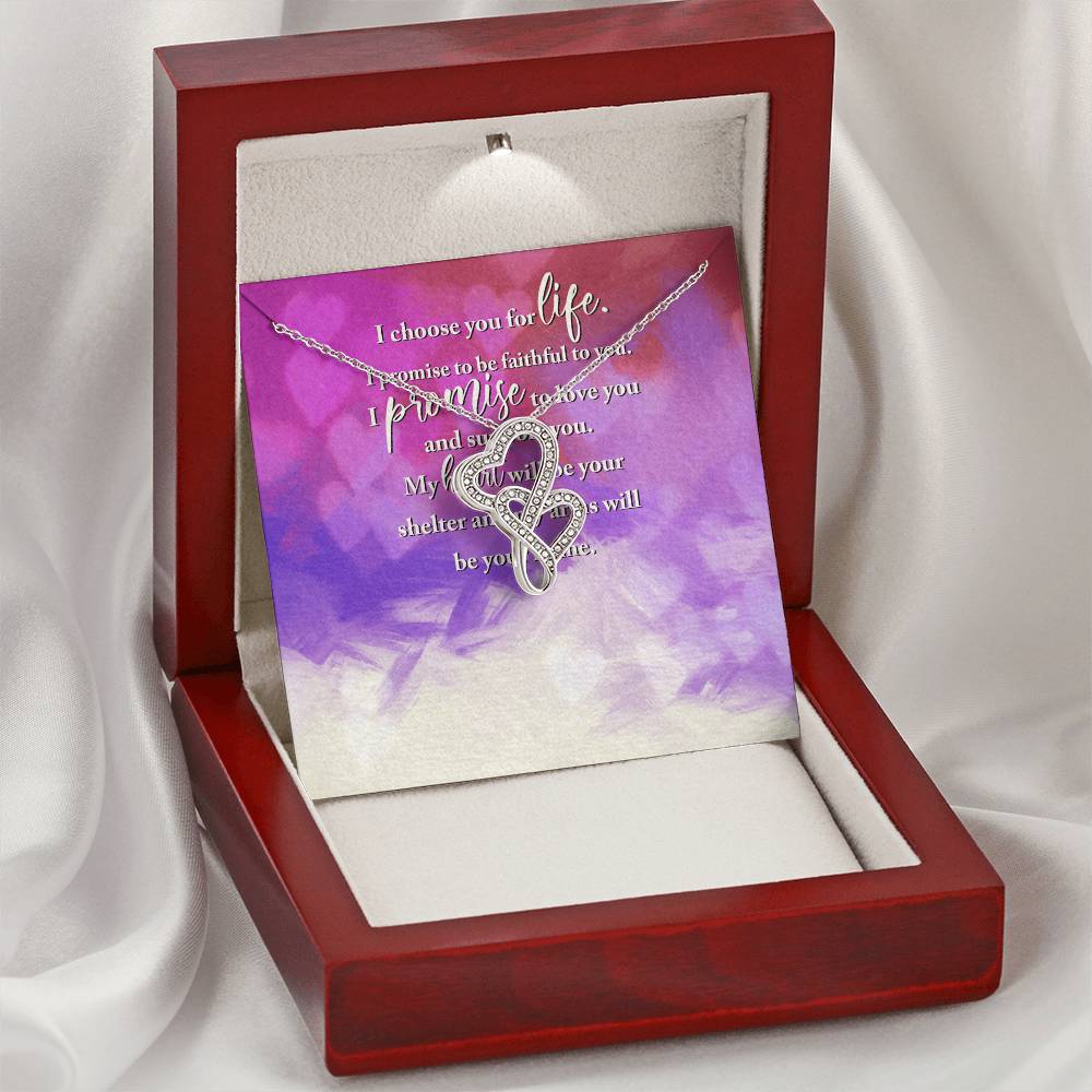 I Choose You For Life - Double Hearts Necklace