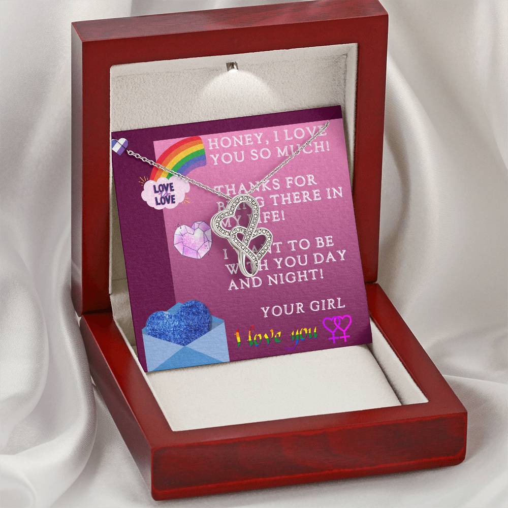 Love Gifts Jewellery Girl To Girl Double Hearts Necklace