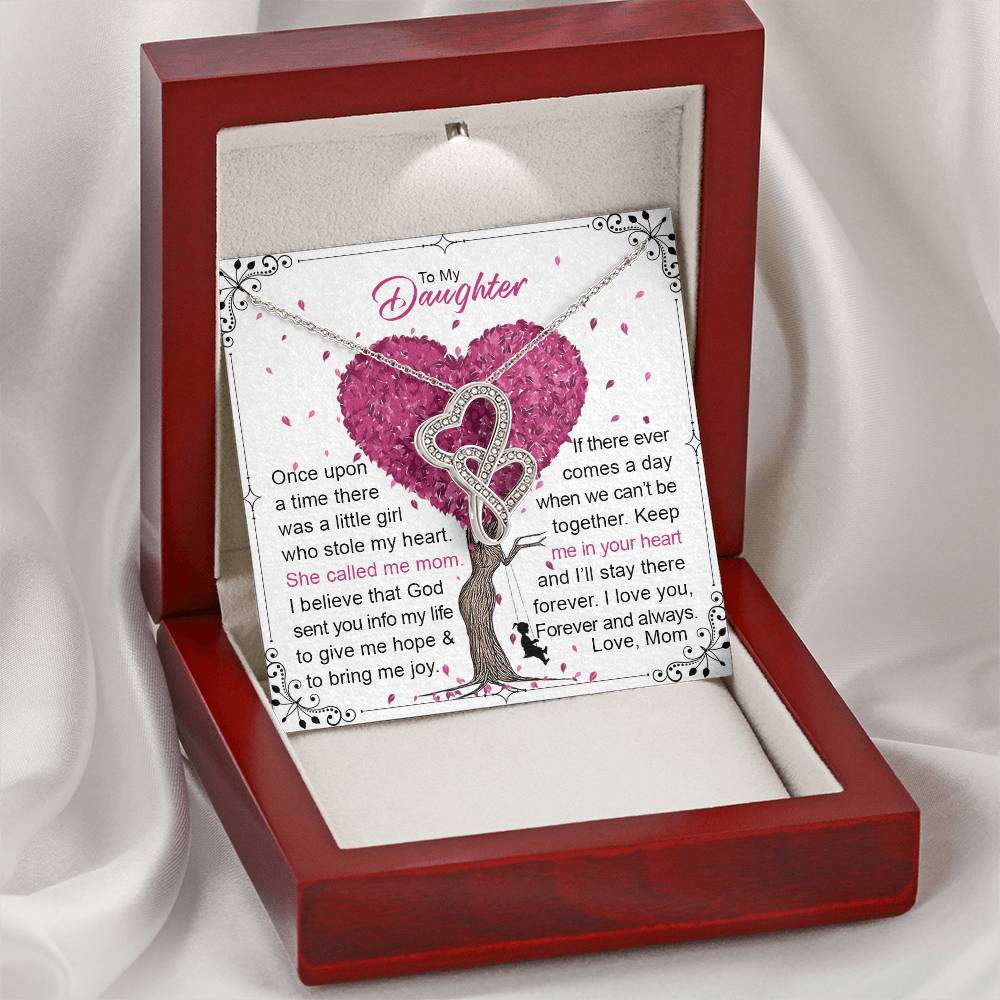 To My Daughter 3 Double Hearts Necklace