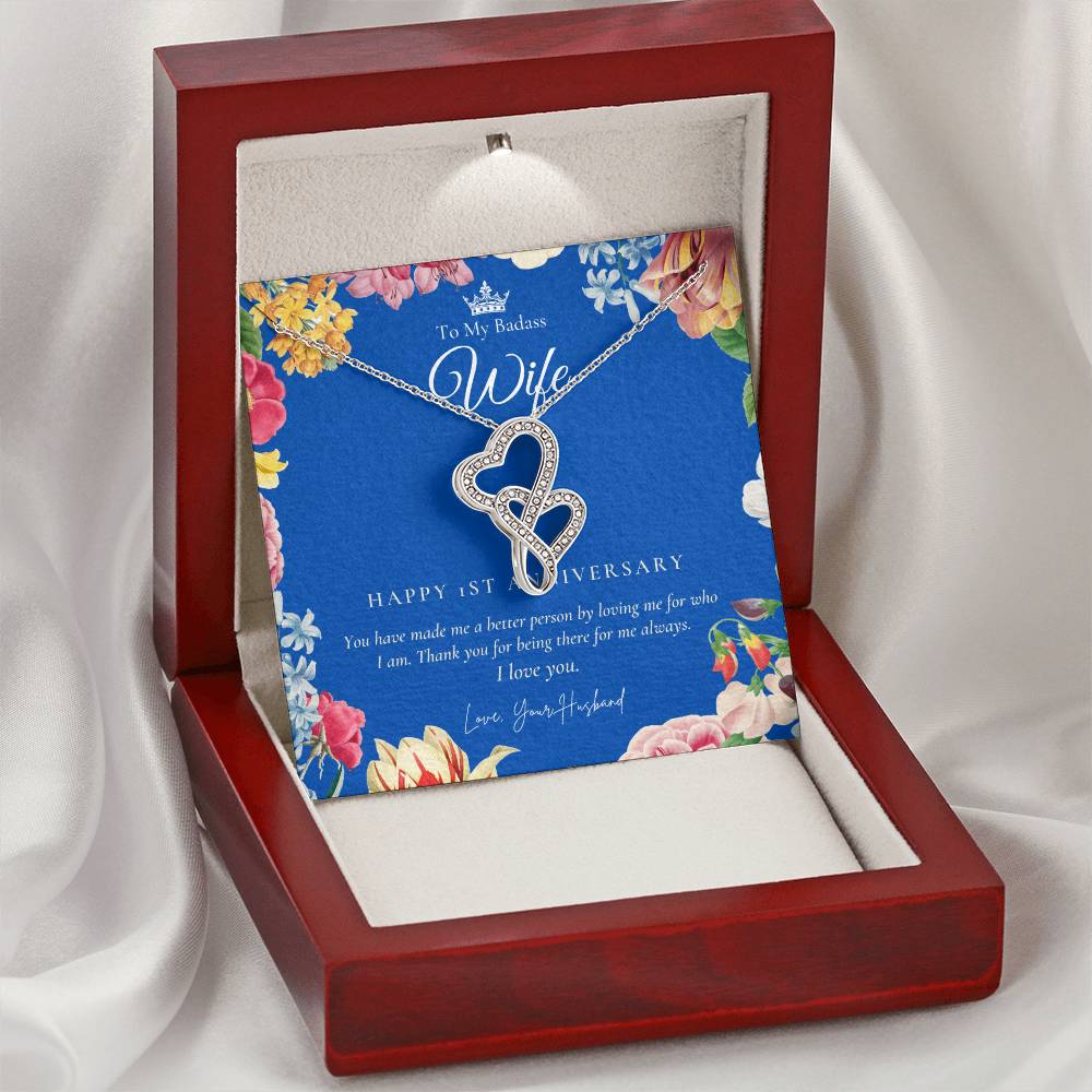 1 Year Anniversary Gift For Wife 1 Year Anniversary Gifts 1 Year Wedding Anniversary Gift Ideas 1St Wedding Anniver Double Hearts Necklace
