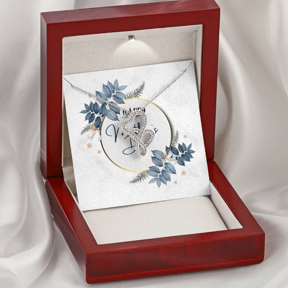 Mother's Day Message Card With Necklace Gift Double Hearts Necklace
