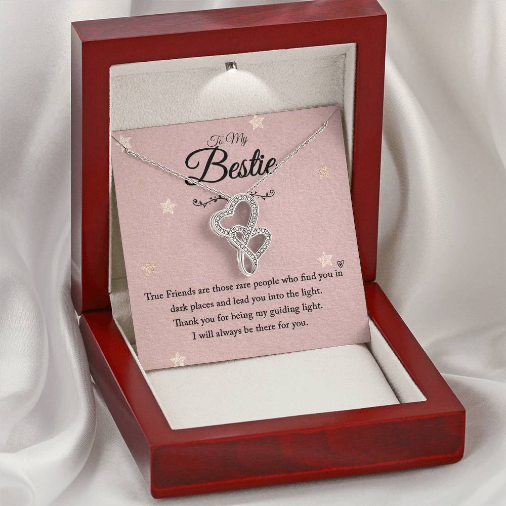 To My Bestie - I Will Always Be There For You - Double Hearts Necklace