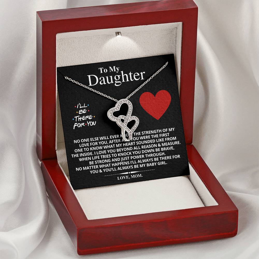 To My Daughter Necklace - Mom To Daughter Double Heart Necklace Gift - Mom And Daughter Always Remember Gift From Mom 4 Double Hearts Necklace