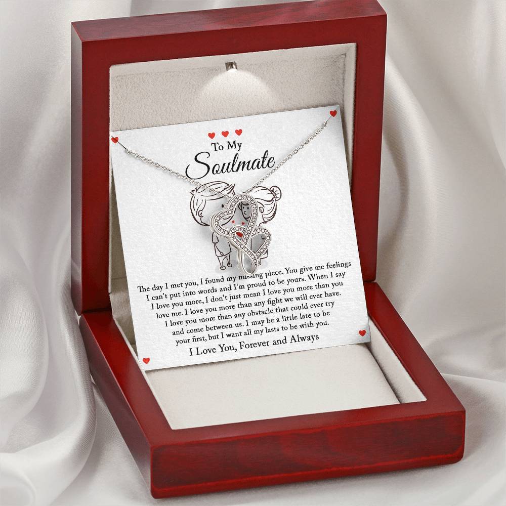 To My Soulmate - Forever And Always Necklace - To My Soulmate Necklace Soulmate Gifts For Her Valentines Day Gift For Double Hearts Necklace
