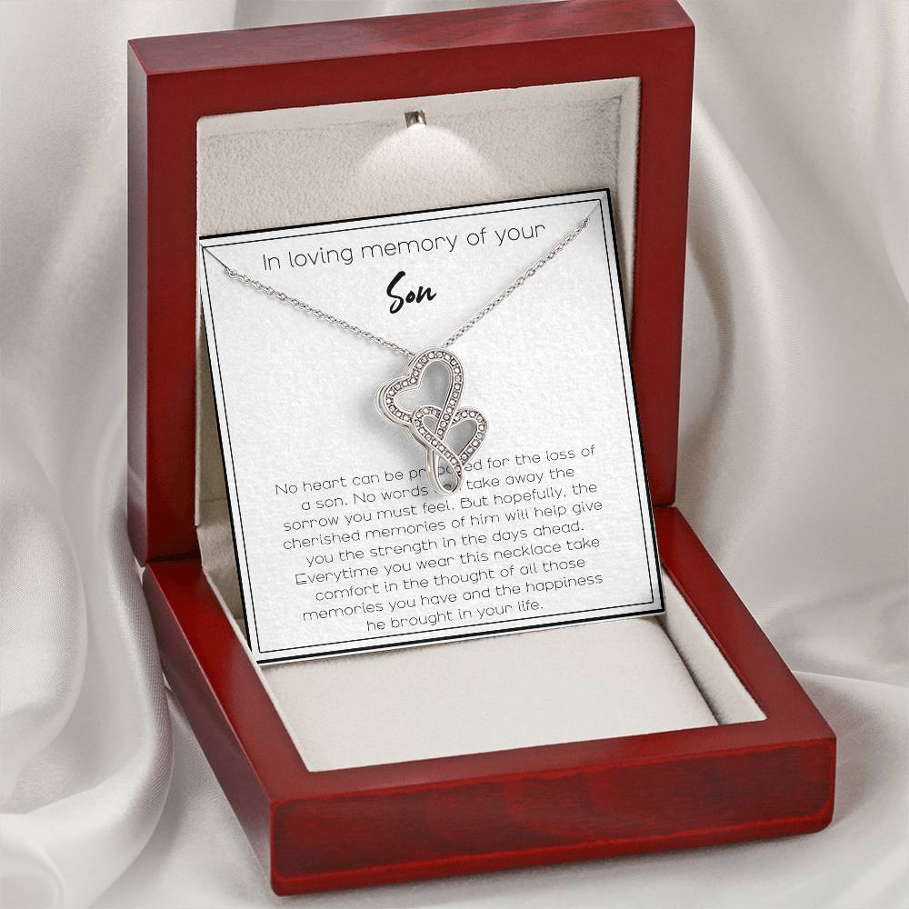 In Loving Memory Of Your Son Double Hearts Necklace