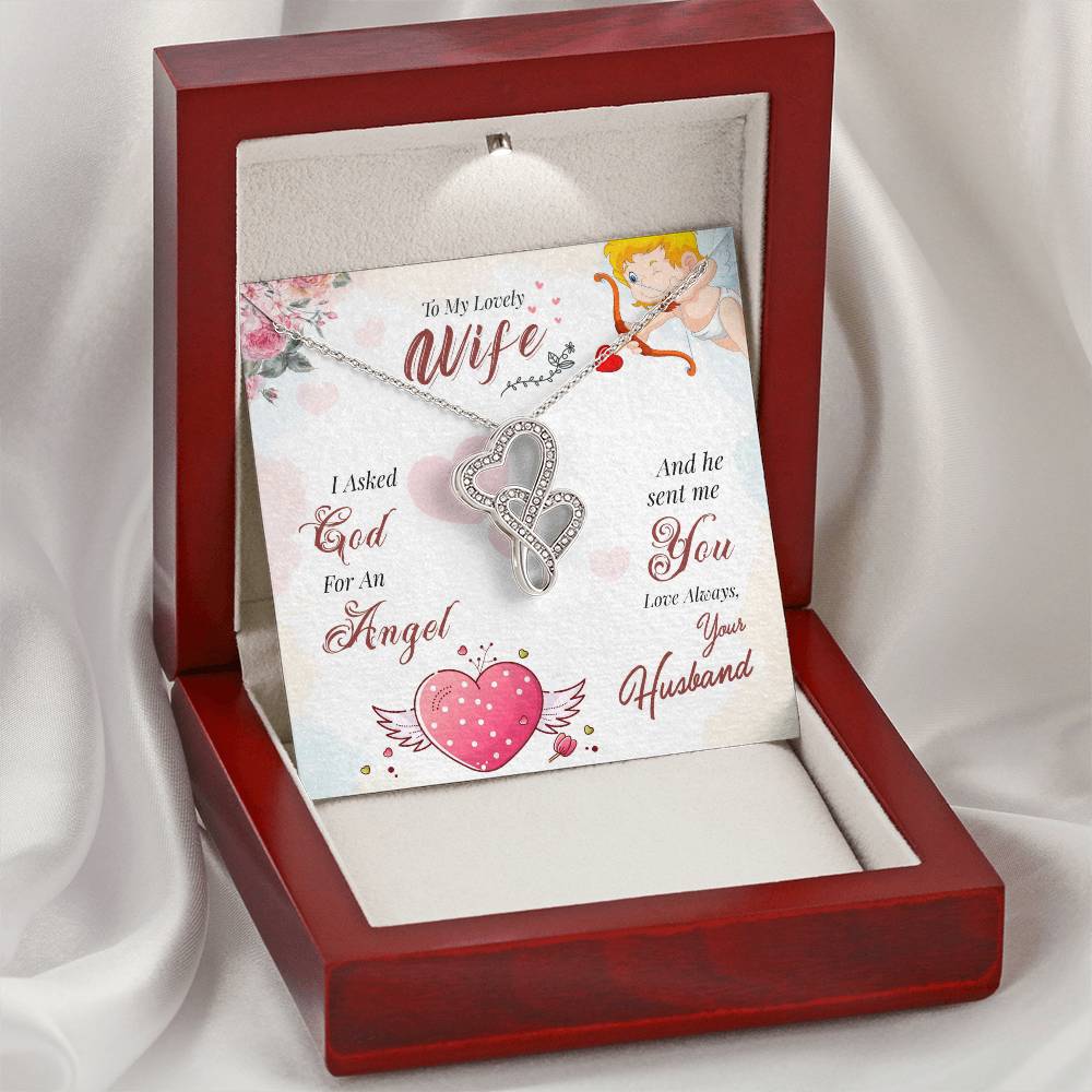To My Lovely Wife - Love Always Your Husband - Double Hearts Necklace