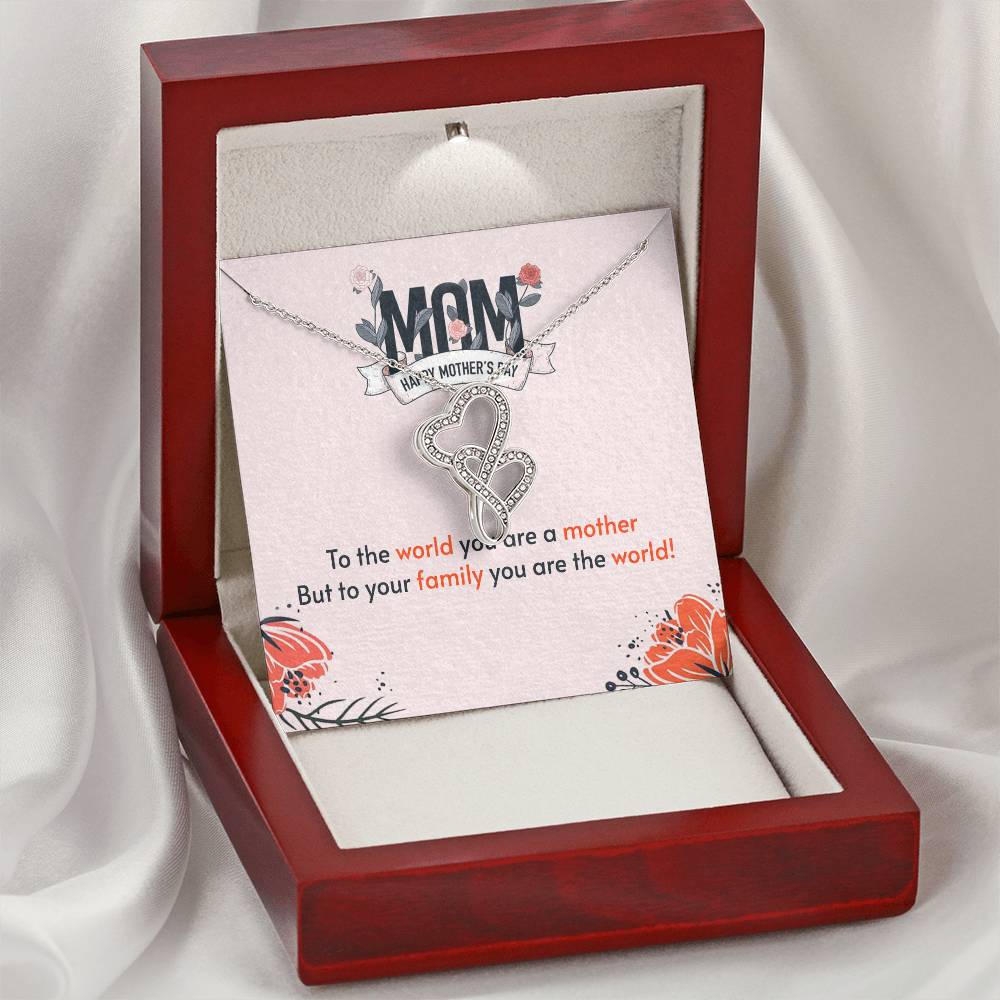 To The World You Are A Mother - Double Hearts Necklace