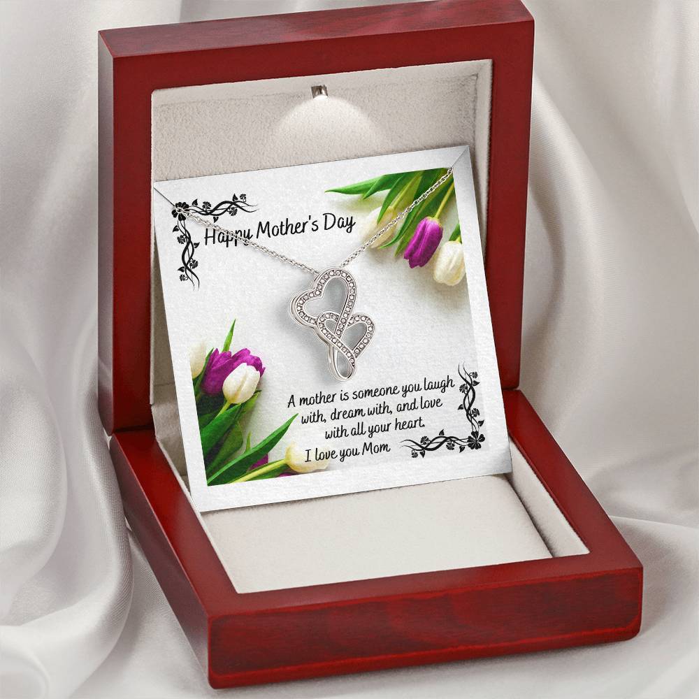 Happy Mother's Day 1 Double Hearts Necklace