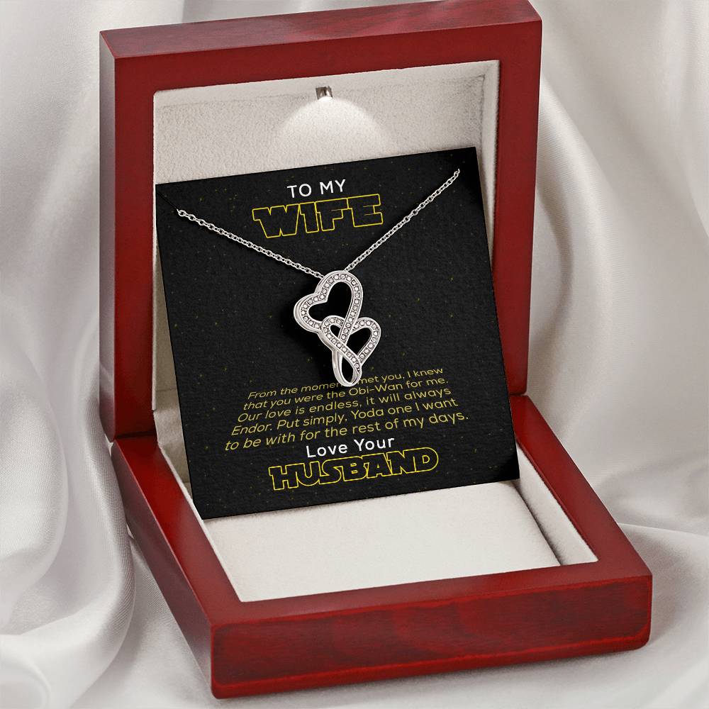 To My Wife Love Your Husband - To My Wife Necklace Anniversary Gift For Wife Gift For Wife Necklace For Wife Birthday Double Hearts Necklace