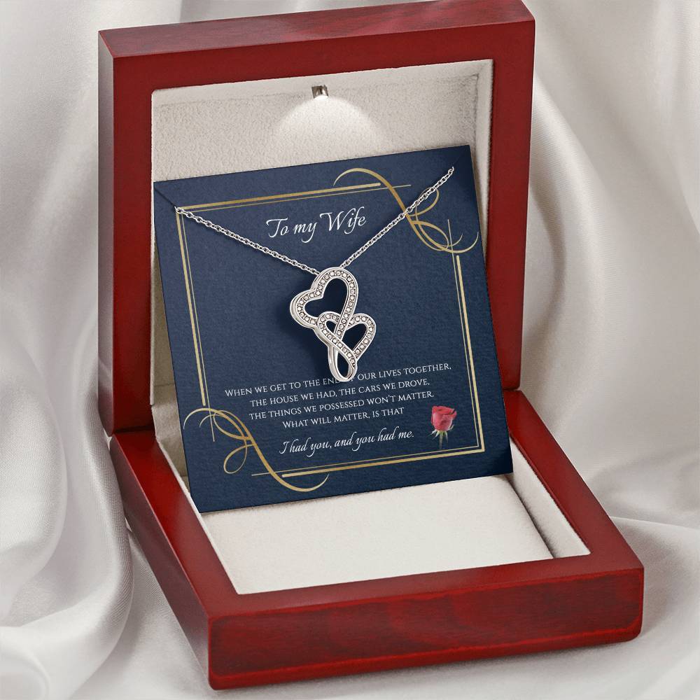 To My Wife 1 Double Hearts Necklace